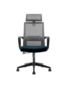 Директорски стол RFG Smart HB, дамаска и меш, Tilt механизъм, до 120 kg, тъмносиня седалка, сива облегалка