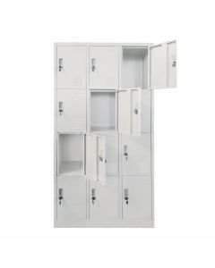 Гардероб RFG, метален, с дванадесет отделения, 185 x 90 x 40 cm, сив