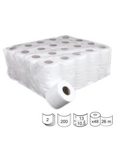 Тоалетна хартия, целулоза, двупластова, 80 g, 24 броя, 200 къса, 26 m