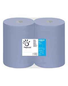 Индустриална ролка Papernet, двупластова, 360 m, 1000 къса, синя, 2 броя