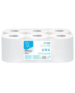 Тоалетна хартия Papernet Mini Jumbo, двупластова, избелена, 400 g, 12 броя, 394 къса
