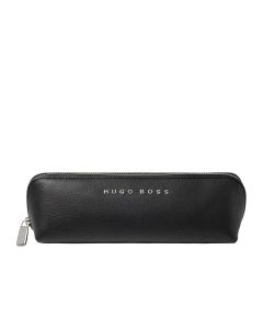 Hugo Boss Калъф Storyline, за пишещи средства, с цип, кожен, черен