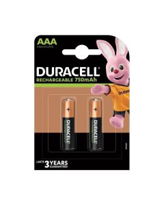 Акумулаторна батерия Duracell, NiMH, AAA, HR03, 750 mAh, 1.2 V, 2 броя