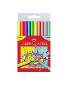Faber-Castell Флумастери Grip, 5 цвята неон и 5 цвята пастел