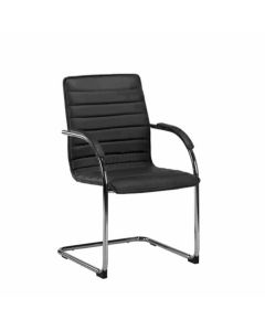 Посетителски стол RFG Sky M, екокожа, метална основа, до 120 kg, черен