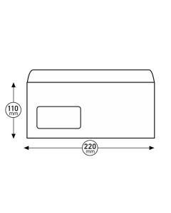 Top Office Пощенски плик, DL, 110 x 220 mm, хартиен, бял, 1000 броя