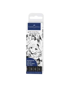 Faber-Castell Маркер Pitt Manga, размер XS, M, SC, SB, 4 броя, черен