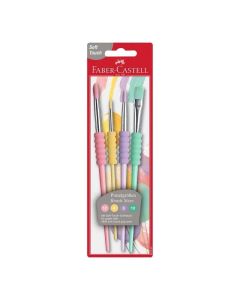 Faber-Castell Четки за рисуване № 12, 4, 8 кръгли и 10 плоска, пастелни