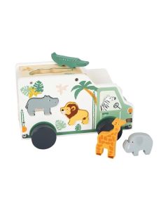 Small Foot Кола Сафари, за вграждане на животни, дървена, 23 х 13 х 14 cm
