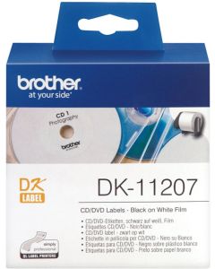 BROTHER P-Touch DK-11207 die-cut CD - DVD label film diameter 58mm 100 labels