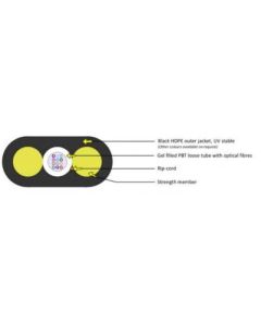 FTTH плосък кабел 12 влакна с FRP 2x1.80mm - 2000 метра