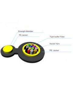 FTTH 2F/M Round Fig8, G657A1, Solid Steel Messenger 1.2mm, Black+Aramid Yarn, 1000 метра