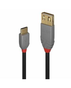LINDY LNY-36897 :: Адаптер-кабел, Anthra Line, USB 2.0, Type C-A, M-F, черен, 0.15 м