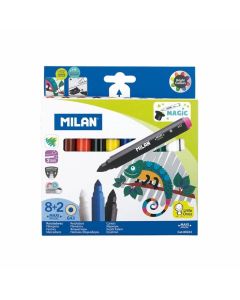 Milan Флумастери Maxi Magic, 8 цвята и 2 магични