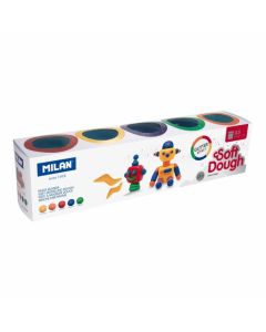 Milan Тесто за моделиране Soft Dough Glitter, 142 g, 5 цвята