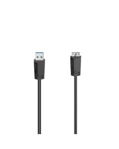 Кабел HAMA, USB 3.0 A мъжко - USB 3.0 Micro-B мъжко, 1.5 м, 5Gbit-s, Черен