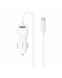 Зарядно за кола Wesdar, с кабел, с USB и USB Type C кабел