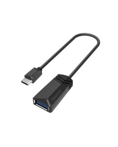 Адаптер HAMA USB-C мъжко - USB 3.2 Gen 1 A женско, 5Gbit-s, 0.15 м., Черен