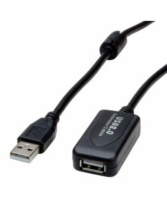 USB 2.0 удължителен кабел с повторител, черен, 10 м