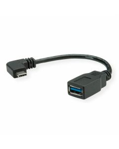 ROLINE 11.02.9031 :: USB кабел с адаптер 90°, OTG, USB3.2 Gen1, C-A, M-F, 0.15 м