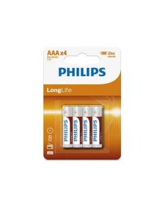 PHILIPS R03L4B-10 Batteries PHILIPS Zinc-Chloride R03 AAA Longlife 4 Pcs. Blister