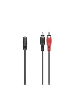 Аудио адаптер 3.5 mm жак женско - 2 x Чинч мъжко, 0.1 м, Черен
