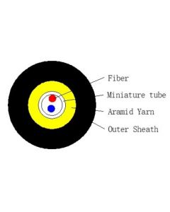 FTTH 2F TPU round една туба,кевлар, G657A2, LSZH, 1000 метра
