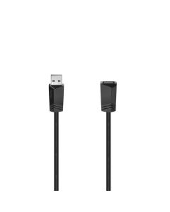 Удължителен кабел HAMA, USB-A женско - USB-A мъжко, 3 м, 480 Mbit-s, Черен