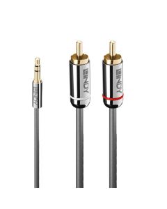LINDY LNY-35332 :: 3.5 мм към 2x RCA аудио кабел, Cromo Line, 0.5 м