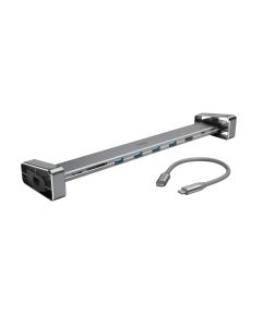 Докинг станция 9 в 1 HAMA, 4 x USB-A, USB-C, HDMI, LAN, SD, microSD, Сива