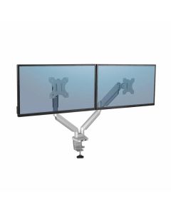 Стойка за 2 монитора Fellowes, с двойно рамо, до 8 kg, 32'', бяла