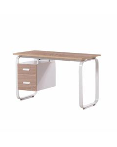 Работно RFG Shape O, 120 х 60 х 76 cm, меламин дъб, бял метал, с контейнер