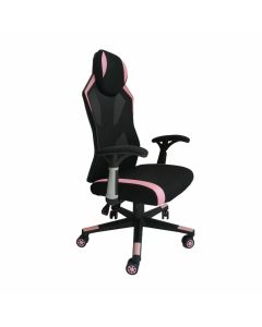 Геймърски стол RFG Soft Game, дамаска и меш, полиамидна основа, до 130 kg, черно-розов