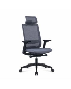 Ергономичен стол RFG Meteor White HB, дамаска и меш, до 130 kg, сива седалка, сива облегалка