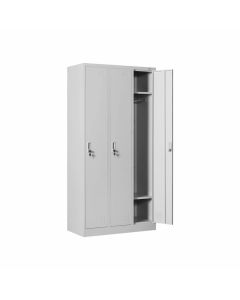 Гардероб RFG, метален, троен, 90 х 45 х 185 cm, сив