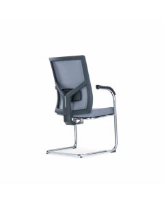 Посетителски стол RFG Snow Black M, дамаска и меш, до 120 kg, светлосива седалка, светлосива облегалка, 2 броя в комплект