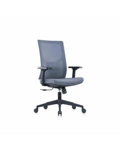 Ергономичен стол RFG Snow Black W, дамаска и меш, Multi-function механизъм, до 120 kg, светлосива седалка, светлосива облегалка
