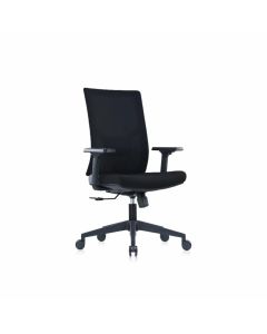 Ергономичен стол RFG Snow Black W, дамаска и меш, Multi-function механизъм, до 120 kg, черна седалка, черна облегалка