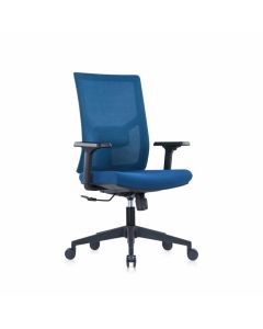 Ергономичен стол RFG Snow Black W, дамаска и меш, Multi-function механизъм, до 120 kg, тъмносиня седалка, тъмносиня облегалка