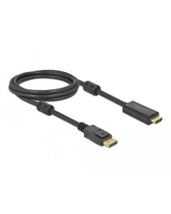 Кабел Delock DisplayPort мъжко - HDMI мъжко, 2 м., 4K 60Hz, Черен