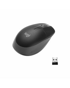 Logitech M190, безжична, USB, 3 бутона, AA, черна