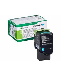 Lexmark C242XC0 Cyan Return Programme Toner Cartridge, 3,500 pages