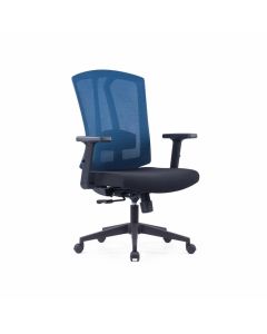 Офис стол RFG Brixxen W, дамаска и меш, Tilt механизъм, до 120 kg, черна седалка, тъмносиня облегалка