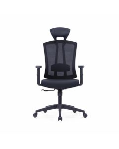 Директорски стол RFG Brixxen HB, дамаска и меш, Tilt механизъм, до 120 kg, черна седалка, черна облегалка