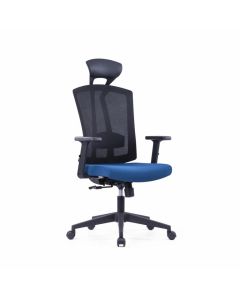 Директорски стол RFG Brixxen HB, дамаска и меш, Tilt механизъм, до 120 kg, тъмносиня седалка, черна облегалка