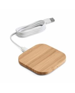 Зарядно устройство Power, безжично, бамбук, 9.2 х 9.2 х 0.9 cm