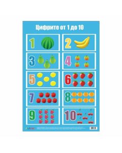 Office 1 Ученическо табло ''Цифрите от 1 до 10'', ламинирано, 50 x 70 cm