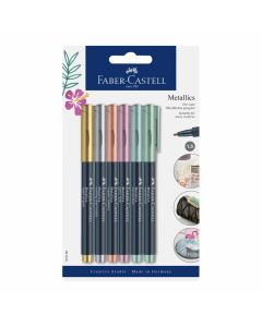 Faber-Castell Маркери, обли, металик, 1.5 mm, 6 цвята в блистер