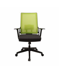 Офис стол RFG Trento 02 W, дамаска и меш, Multi Tilt механизъм, до 120 kg, черна седалка, зелена облегалка