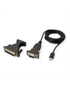 ROLINE 12.99.1162 :: VALUE конверторен кабел USB Type C към Serial, DB9-25  1.8 м